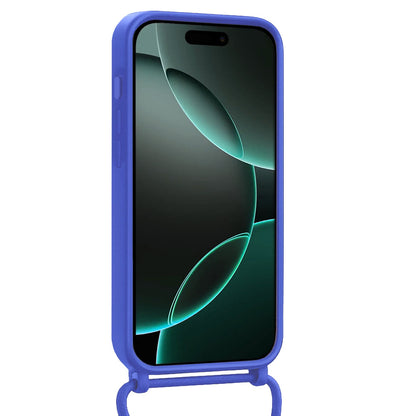 Forterra iPhone 16 Pro Hoesje Met Telefoonkoord en Pasjeshouder Siliconen - Felblauw