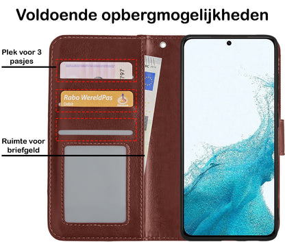 Forterra Samsung S22 Plus Hoesje Bookcase Cover met Kaarthouder - Bruin