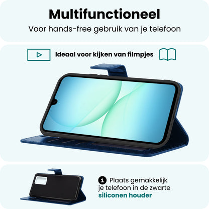 Forterra Samsung A17 Hoesje Bookcase Cover met Kaarthouder - Donkerblauw