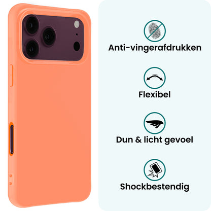 Forterra iPhone 18 Pro Hoesje Siliconen Backcover Lichtgewicht - Perzik