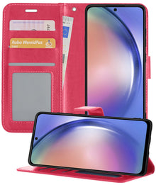 Forterra Samsung A54 Hoesje Bookcase Cover met Kaarthouder - Donkerroze
