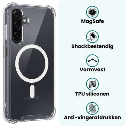 Forterra Samsung A26 Hoesje Geschikt voor Magsafe Backcover Shockproof - Transparant