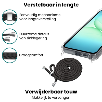 Forterra Samsung A17 Hoesje met Koord Backcover Shockproof - Transparant