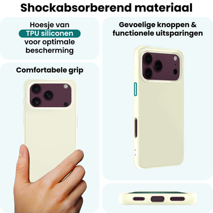 Forterra iPhone 18 Pro Max Hoesje Siliconen Backcover Lichtgewicht - Wit