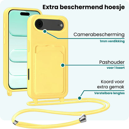 Forterra iPhone Air Hoesje Met Telefoonkoord en Pasjeshouder Siliconen - Geel