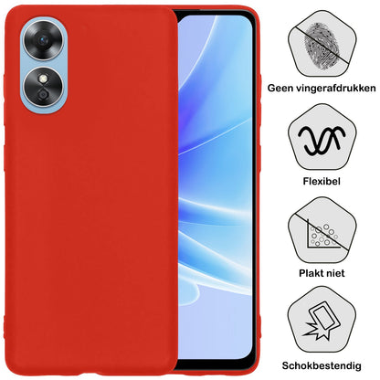 Forterra OPPO A17 Hoesje Siliconen Backcover Lichtgewicht - Rood