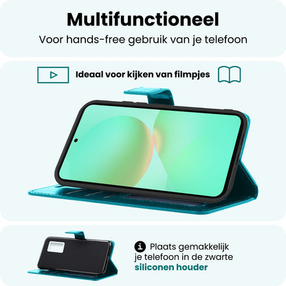 Forterra Samsung A36 Hoesje Bookcase Cover met Kaarthouder - Turquoise