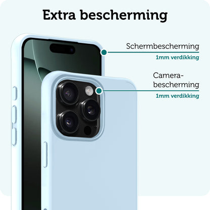 Forterra iPhone 16 Pro Max Hoesje Siliconen Backcover Lichtgewicht - Lichtblauw