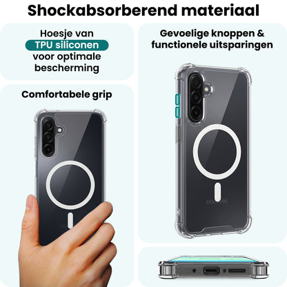 Forterra Samsung A17 Hoesje Geschikt voor Magsafe Backcover Shockproof - Transparant