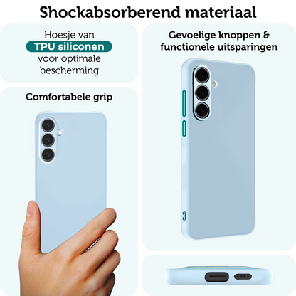 Forterra Samsung S24 FE Hoesje Siliconen Backcover Lichtgewicht - Lichtblauw