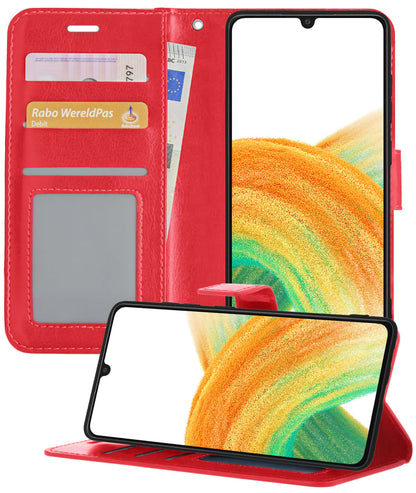 Forterra Samsung A33 Hoesje Bookcase Cover met Kaarthouder - Rood