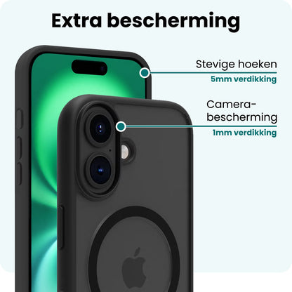 Forterra iPhone 16 Hoesje Geschikt voor Magsafe Backcover Shockproof - Zwart
