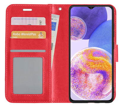 Forterra Samsung A23 Hoesje Bookcase Cover met Kaarthouder - Rood
