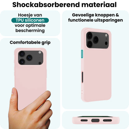 Forterra iPhone 17 Pro Hoesje Siliconen Backcover Lichtgewicht - Lichtroze