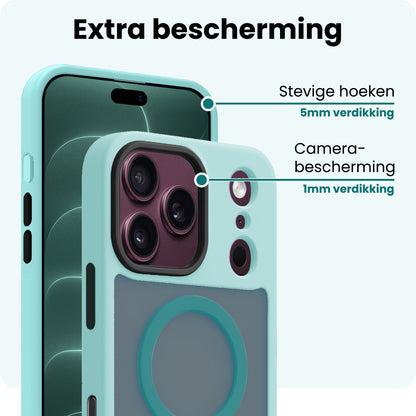 Forterra iPhone 18 Pro Hoesje Geschikt voor Magsafe Backcover Shockproof - Lichtblauw