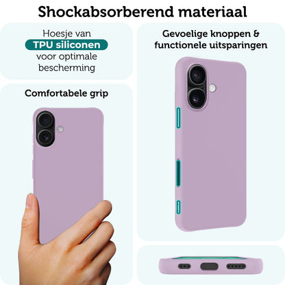 Forterra iPhone 16 Plus Hoesje Siliconen Backcover Lichtgewicht - Lila