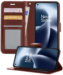 Forterra OnePlus Nord 2T Hoesje Bookcase Cover met Kaarthouder - Bruin
