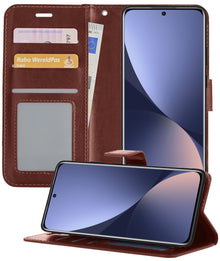 Forterra Xiaomi 12 Hoesje Bookcase Cover met Kaarthouder - Bruin