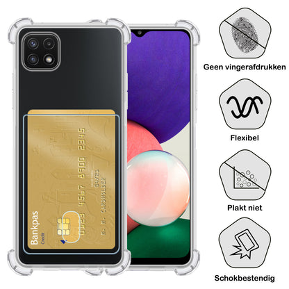 Forterra Samsung A22 5G Hoesje Kaarthouder Backcover Shockproof - Transparant