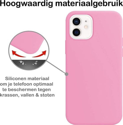 Forterra iPhone 12 Hoesje Siliconen Backcover Lichtgewicht - Lichtroze