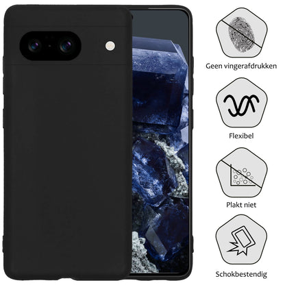 Forterra Google Pixel 8 Hoesje Siliconen Backcover Lichtgewicht - Zwart
