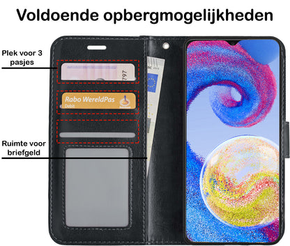 Forterra Samsung A04s Hoesje Bookcase Cover met Kaarthouder - Zwart