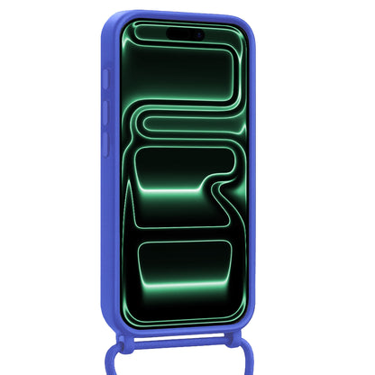 Forterra iPhone 17 Pro Max Hoesje Met Telefoonkoord en Pasjeshouder Siliconen - Felblauw