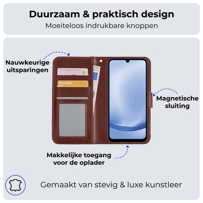 Forterra Samsung A25 Hoesje Bookcase Cover met Kaarthouder - Bruin