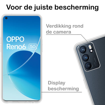 Forterra OPPO Reno 6 Hoesje Siliconen Backcover Lichtgewicht - Transparant