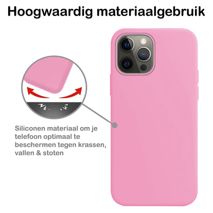 Forterra iPhone 14 Pro Hoesje Siliconen Backcover Lichtgewicht - Lichtroze