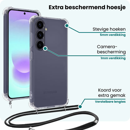 Forterra Samsung A37 Hoesje met Koord Backcover Shockproof - Transparant