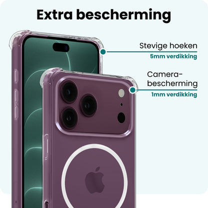 Forterra iPhone 18 Pro Hoesje Geschikt voor Magsafe Backcover Shockproof - Transparant