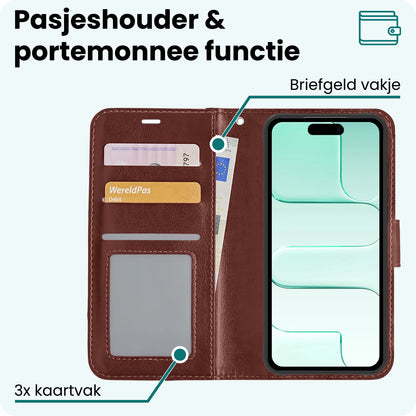 Forterra iPhone Air Hoesje Bookcase Cover met Kaarthouder - Bruin