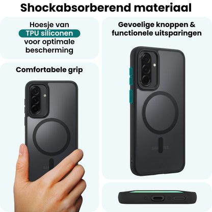 Forterra Samsung A36 Hoesje Geschikt voor Magsafe Backcover Shockproof - Zwart