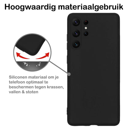 Forterra Samsung S23 Ultra Hoesje Siliconen Backcover Lichtgewicht - Zwart