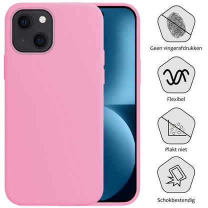 Forterra iPhone 15 Plus Hoesje Siliconen Backcover Lichtgewicht - Lichtroze
