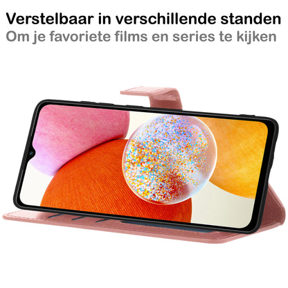 Forterra Samsung A14 Hoesje Bookcase Cover met Kaarthouder - Lichtroze