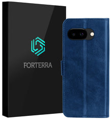 Forterra Google Pixel 9a Hoesje Bookcase Cover met Kaarthouder - Donkerblauw