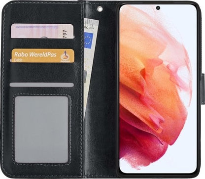 Forterra Samsung S21 Plus Hoesje Bookcase Cover met Kaarthouder - Zwart