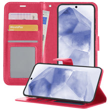 Forterra Samsung A55 Hoesje Bookcase Cover met Kaarthouder - Donkerroze