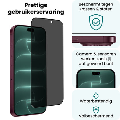 Forterra iPhone 18 Pro Max Screenprotector Gehard Glas - Privacy