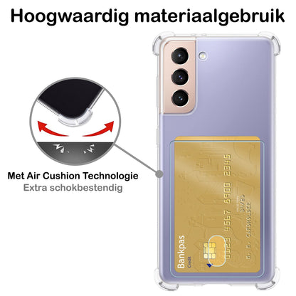 Forterra Samsung S21 FE Hoesje Kaarthouder Backcover Shockproof - Transparant