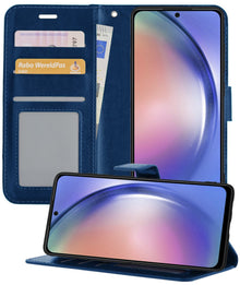 Forterra Samsung A54 Hoesje Bookcase Cover met Kaarthouder - Donkerblauw