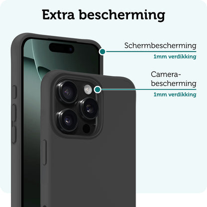 Forterra iPhone 16 Pro Max Hoesje Siliconen Backcover Lichtgewicht - Zwart