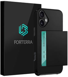 Forterra iPhone 16 Plus Hoesje Kaarthouder Hard Case Shockproof - Zwart