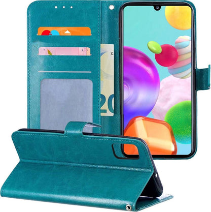 Forterra Samsung A41 Hoesje Bookcase Cover met Kaarthouder - Turquoise