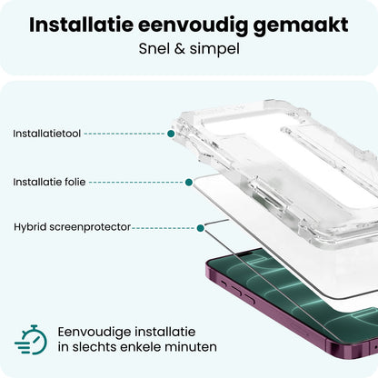 Forterra iPhone 18 Pro Max Screenprotector Flexibel Glas met Installatieframe