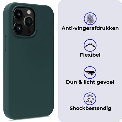 Forterra iPhone 15 Pro Max Hoesje Siliconen Backcover Lichtgewicht - Donkergroen