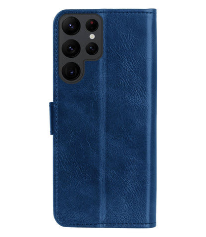 Forterra Samsung S23 Ultra Hoesje Bookcase Cover met Kaarthouder - Donkerblauw