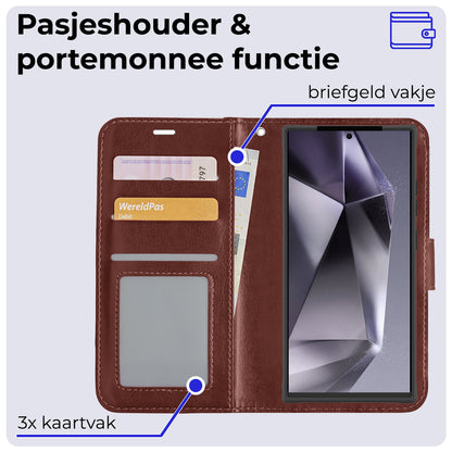Forterra Samsung S24 Ultra Hoesje Bookcase Cover met Kaarthouder - Bruin